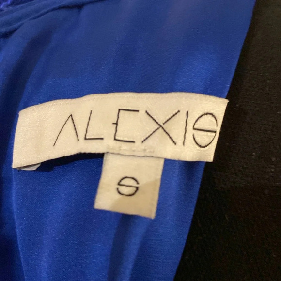 ALEXIS BLUE LACE ELONGATED BELL SLEEVE A-LINE MINI DRESS SZ.S - Picture 10 of 10